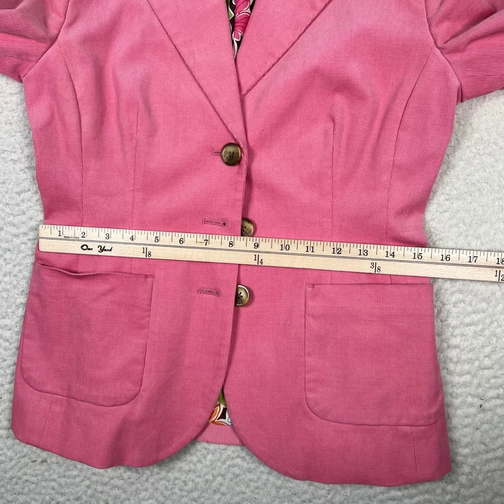Lilly Pulitzer Corduroy Blazer Women 2 Pink Elbow Patch Barbiecore Preppy